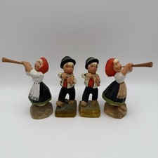 Vintage Henning Engelsen Norway Hand Carved Wood Figurines Violin & Horn Players picture