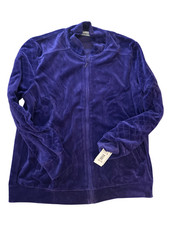 Drapers & Damon's Blue Violet Quilted Velour Full Zip Jacket Size Medium NWT picture