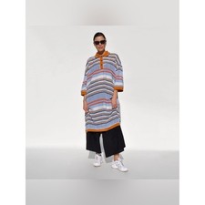 Henrik Vibskov Blue Striped Oversized Polo Knit Midi Dress XS/S picture
