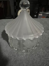 Vintage Frosted Glass Carousel Candy Dish w/ Tent Lid, Made by Goebel in Germany picture