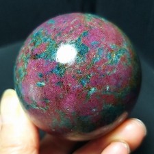 RARE 285G Natural Blue Apatite And Ruby Symbiotic Agate Ball Healing CB1233 picture