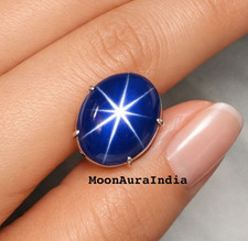 12ct Natural Star Blue Sapphire Gemstone Oval cabochon cut 6 rays star Gemstone picture