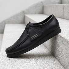 Clarks Wallabee Low Black Leather 26155514 Men’s New picture