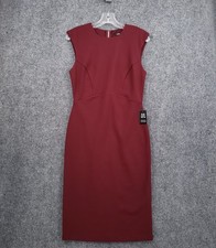NEW Express Sheath Dress Womens S Small Red Crew Sleeveless Back Zip Princess picture