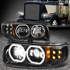 [FULL LED] For 08-22 Peterbilt 388 389 567 Halo DRL Projector Headlights Black picture
