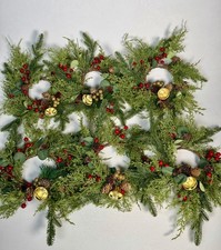Christmas Mini Wreaths Set of 6 Evergreen Berries Pinecones Gold Bells Decor picture