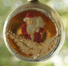  Vintage 50s Diorama Mercury Glass Christmas Ornament Mid Century Retro Holiday  picture