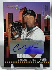 Carlos Hines  /50 Autograph Auto 2004 Studio Private Signings Gold #227 Rays picture