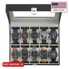 SONGMICS Watch Box, 10-Slot Watch Case Organizer with Large Glass Lid, Removable picture