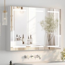 Large LED Medicine Cabinet Bathroom Mirror Cabinet with Light 3 Color 47×30 Inch picture