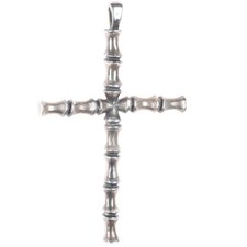 Huge retired James Avery sterling silver bamboo cross pendant picture