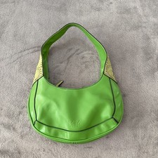 Vintage 90s Y2K BCBG Paris Lime Green Shoulder Bag Purse Faux Leather Hobo picture