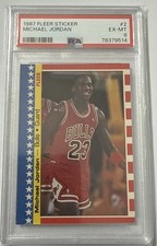 1987 Fleer Sticker #2 Michael Jordan Chicago Bulls HOF PSA 6.   picture