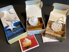 Vtg Lot Of 3 Margaret Furlong Porcelain Shell Ornaments Heart Snowflake Star picture