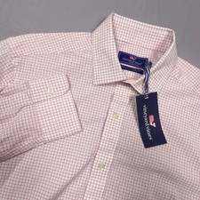 Vineyard Vines Classic Fit Cooper Shirt Mens M Pink Grid Preppy Stretch NWT picture