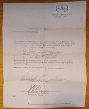 Vintage Detroit Riots Document Letter - Police Pass for travel during curfew picture