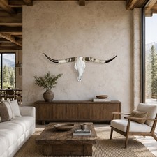 Authentic Longhorn Skull 48” Wide Rustic Lodge Western Wall Decor picture