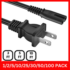 Lot of Standard AC Power Cord Cable 2 Slot Figure 8 Cord 3FT 5FT 10FT IEC C7 picture