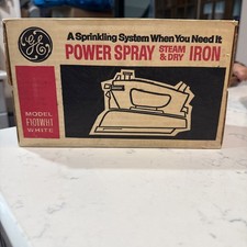 Vintage General Electric Deluxe Spray Steam & Dry Iron Chrome White Sealed picture