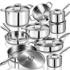 Stainless Steel Cookware Set 17 Piece 3 Ply Pots and Pans Kitchenware Set picture