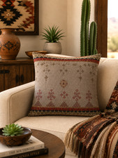 NEW Sundance Wool Square Pillow Cover 20x20 Southwestern Aztec Tribal Grey Red picture