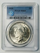 1924 P Peace Dollar PCGS MS-65 Sight White picture