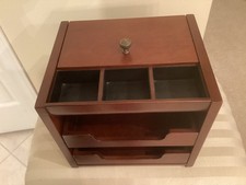 The Bombay Company Wood Desktop Organizer Men Valet Tray Box Desk Dresser MCM  picture