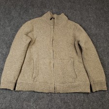 LL Bean Ragg Wool Full Zip Sweater Mens XL Lambswool Pockets Plaid Lined picture