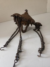 Victorian Cast Iron Hanging Oil Lamp Triple Pulley Bradley And Hubbard picture