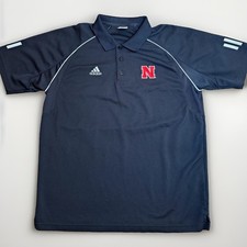 vtg adidas CLIMACOOL Nebraska Husker Polo golf medium Embroidered three stripe picture