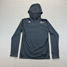 Adidas Long Sleeve Hooded Running Shirt Men's Medium GrayAbbott World Marathon picture