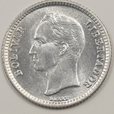 Venezuela 1954 Fourth republic 25 Céntimos Silver P151486 picture