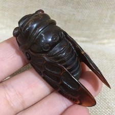 Horn Cicada Pendant Necklace Carved Insect Amulet Jewelry Handcrafted picture