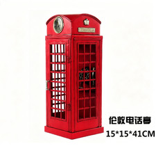 41CM Handmade Antique London Telephone Box Booth Tin Metal Reproduction Model picture