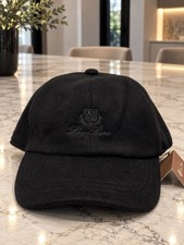 Loro Piana Cashmere Hat Mens M Embroidery Storm System Baseball Cap Wool  Black picture