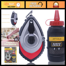 Chalk Reel Kit - 100ft Quick Retrieval Chalk Line, 4oz Red Chalk Powder, Aluminu picture
