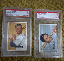 1951 Bowman Lot of PSA #7 Graded - Gus Niarhos #124, Floyd Baker #87. Set break picture