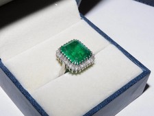6.30 Ct Princess Cut Natural Emerald & Diamond Wedding Ring  925 Sterling Silver picture
