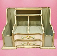 Florentine Vintage 1950s Wooden Desk Organizer Hand Painted Floral Letter Caddy picture