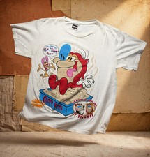Vintage 1992 Ren & Stimpy Gritty Kitty T-Shirt Mens L TULTEX Single Stitch picture