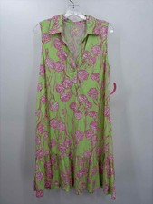 Pre-Owned Lilly Pulitzer Green Size Large Floral Short Sleeveless Dress picture