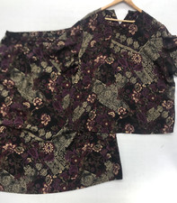 Laura Scott VTG Skirt Set Size 22 Purple Black Floral Grandmacore Bigmamacore picture