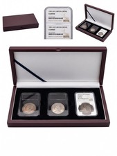 Queen Victoria 3-Coin Crown Type Set (1845, 1887, 1900) in Custom Wooden Present picture