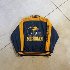 Vintage Michigan Wolverines Jacket XXL Steve & Barry’s Football Maize Navy picture