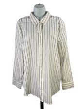 Worthington Women's White/Black Dobby Stripe Button Up Blouse - XXL picture