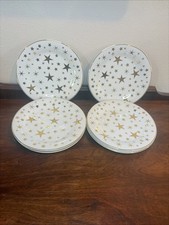 VTG Sakura Dessert/Salad Plates Classic Gold Stars 7.5” Gold&White Set Of 6 1997 picture