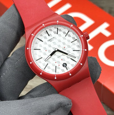NEW✅AUTOMATIC✅ Swatch SISTEM CORRIDA Red Silicone Men's Watch SUTR403 picture