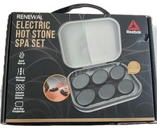 Reebok Renewal Electric Hot Stone Spa Set 6 Basalt Massage Stones Portable Case picture