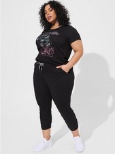 NEW Torrid Happy Camper Cropped Active Pants 2X $80 black ruched activewear plus picture