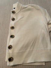 QUINCE Cropped Cardigan Sweater Sz XS Organic Cotton Ivory Button Up Boxy NWT picture